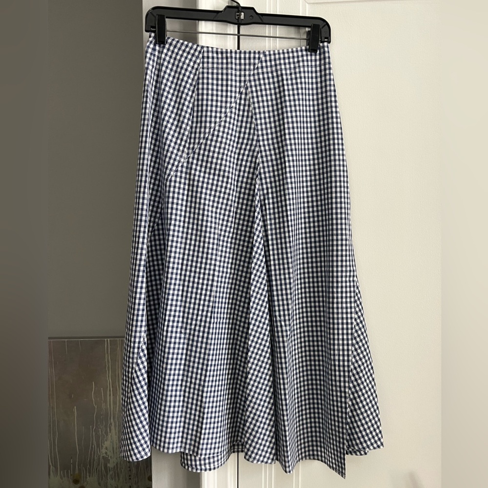 Blue and White Gingham Skirt by Theory